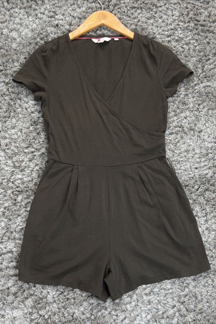 Boden Women’s Green V Neck Short Sleeve Romper Lightweight Size 2P
